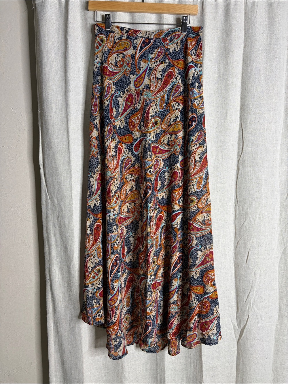 Paisley Print Flowing Maxi Skirt in Multicolor